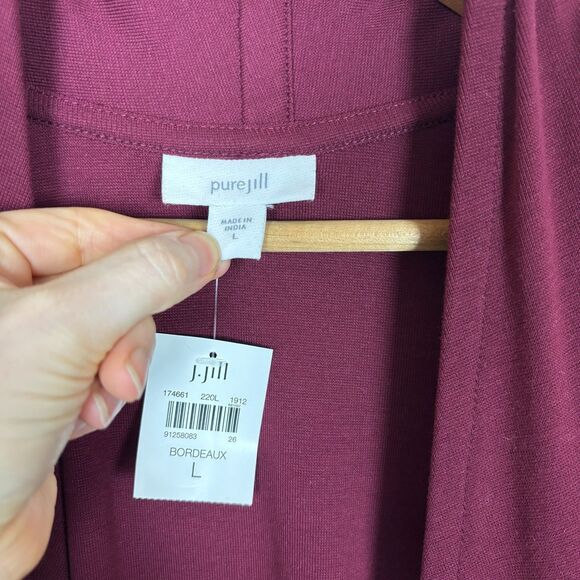 Pure J. Jill Drape Wrap Scarf Convertible Cardigan Long Sleeve Red Women's Large - Picture 5 of 5